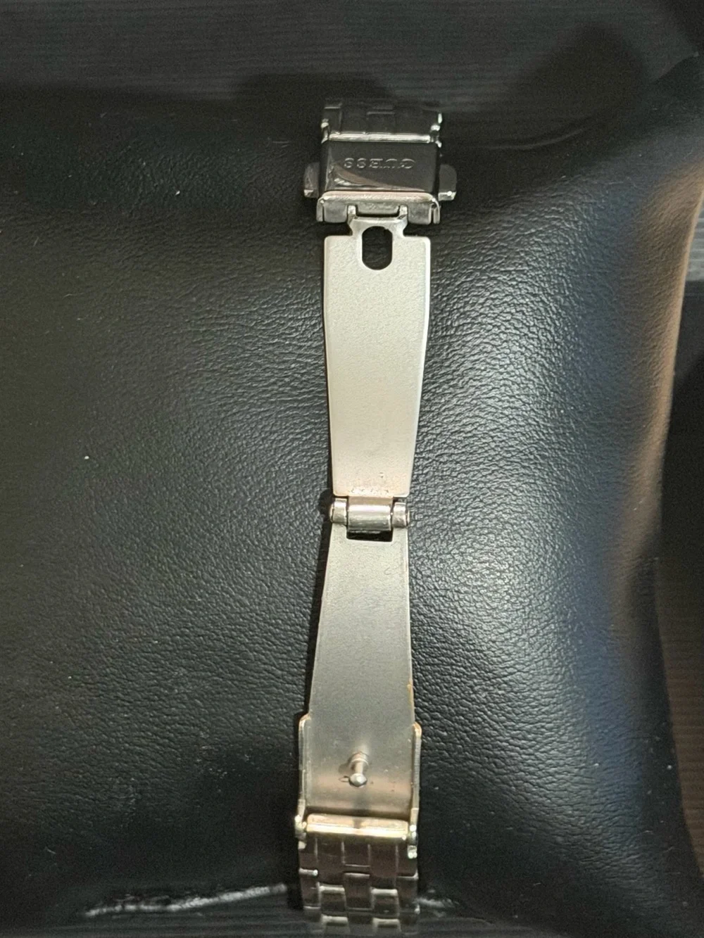 GUESS Silver-Tone Women's Bracelet Watch with Black Dial and Crystal Bezel